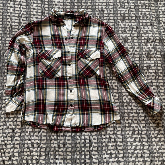 Sanctuary Comfy Plaid Button down Shirt - Red, Green, Cream - Picture 8 of 11